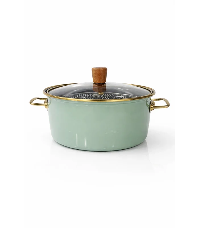 PR Home Soft Green Emaye Kızartma Tenceresi 22 cm