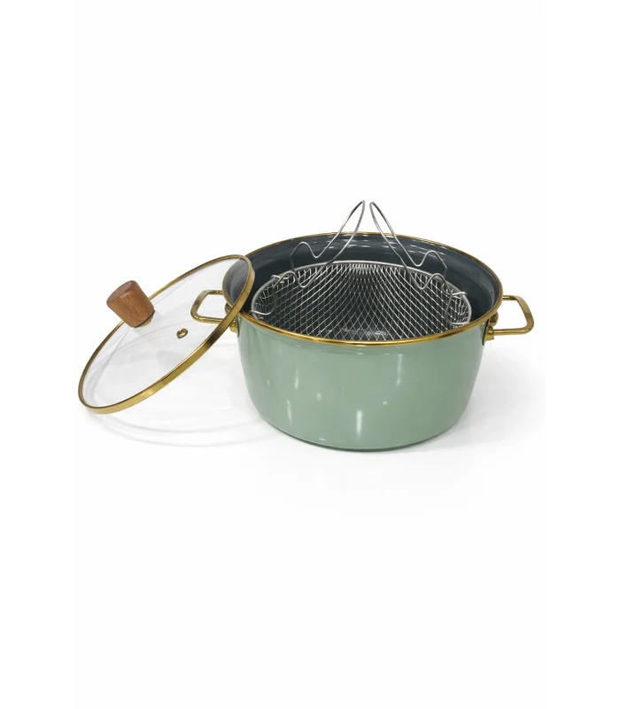 PR Home Soft Green Emaye Kızartma Tenceresi 22 cm