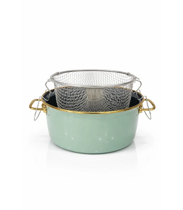 PR Home Soft Green Emaye Kızartma Tenceresi 22 cm