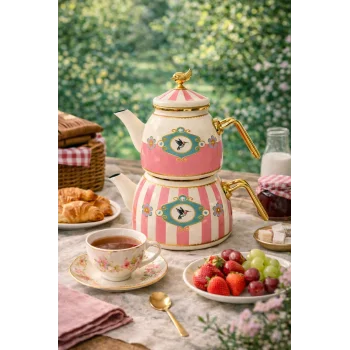 PR Home Alaria Pembe Rose Model Emaye Çaydanlık