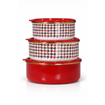 PR Home Forte Red Emaye Üçlü Saklama Seti