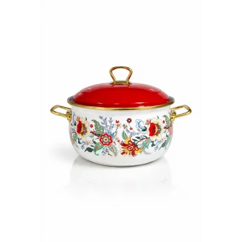 PR Home Magnolia Derin Bombeli Emaye Tencere 18 cm