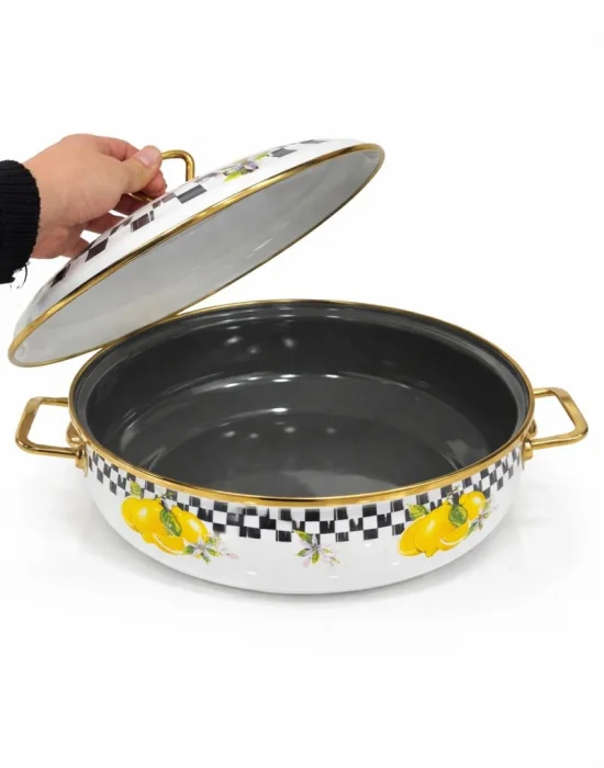 PR Home Lemon Derin Bombeli Emaye Karnıyarık Pilav Tenceresi 26 cm