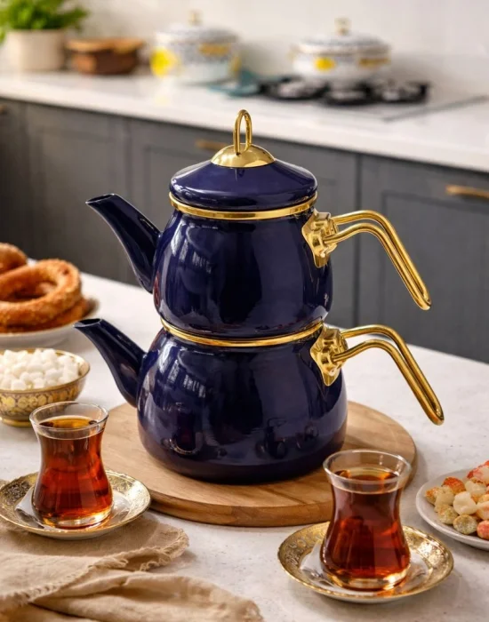 PR Home Emaye Mini Model Emaye Çaydanlık Lacivert