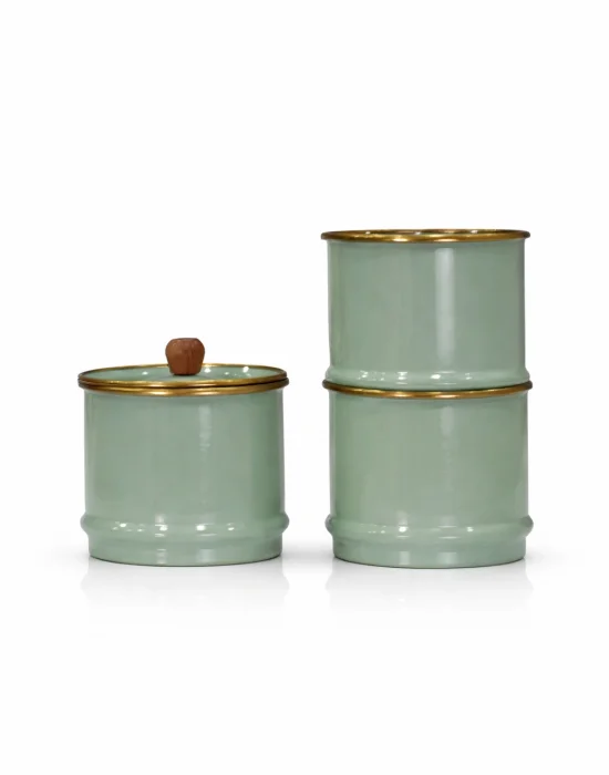 PR Home Soft Green Emaye Katlı Baharatlık Seti