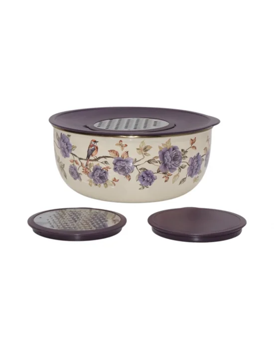 PR Home Fiorella 5 Parça Rendeli Karıştırma Kabı / Saklama Kabı Büyük Boy