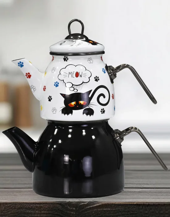 PR Home Cat Rose Model Emaye Çaydanlık