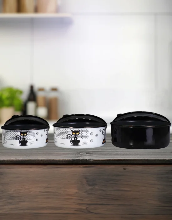 PR Home Cat Emaye Üçlü Saklama Seti