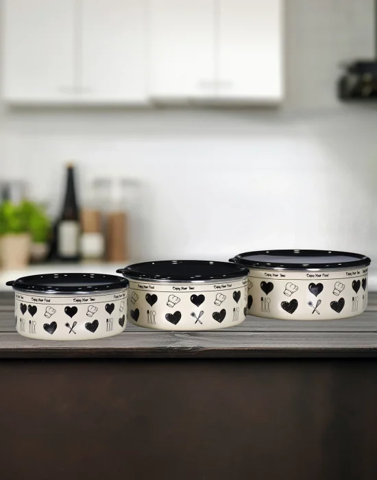 PR Home Enjoy Siyah Emaye Üçlü Saklama Seti