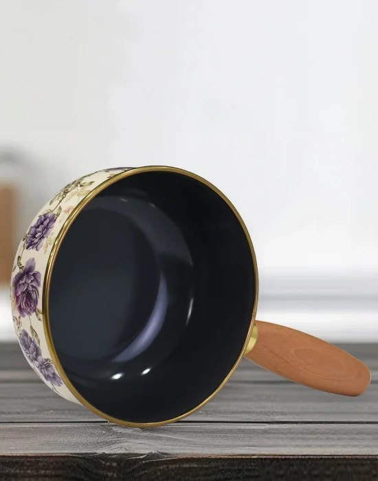 PR Home Fiorella Emaye Ahşap Saplı Haşlama ve Sos Tavası 16 cm