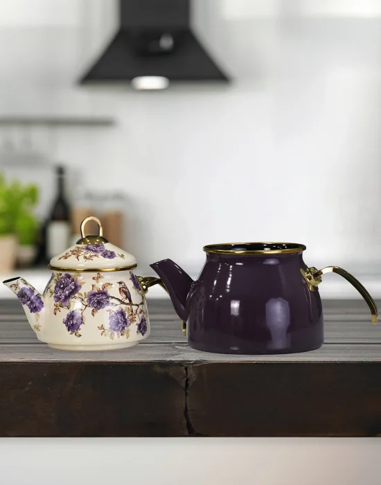 PR Home Fiorella Gold Model Emaye Çaydanlık