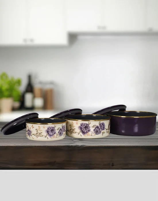 PR Home Fiorella Emaye Üçlü Saklama Seti