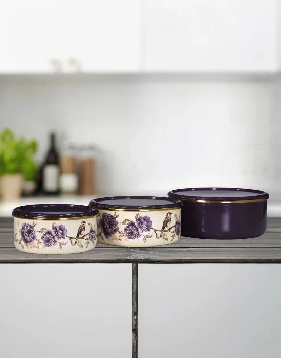 PR Home Fiorella Emaye Üçlü Saklama Seti