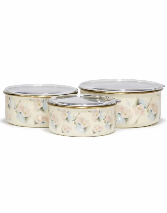 PR Home Flower Emaye Üçlü Saklama Seti