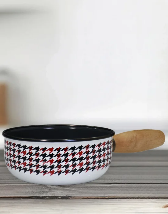 PR Home Forte Black Emaye Ahşap Saplı Haşlama ve Sos Tavası 16 cm