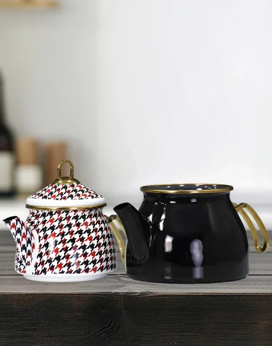 PR Home Forte Black Gold Model Emaye Çaydanlık