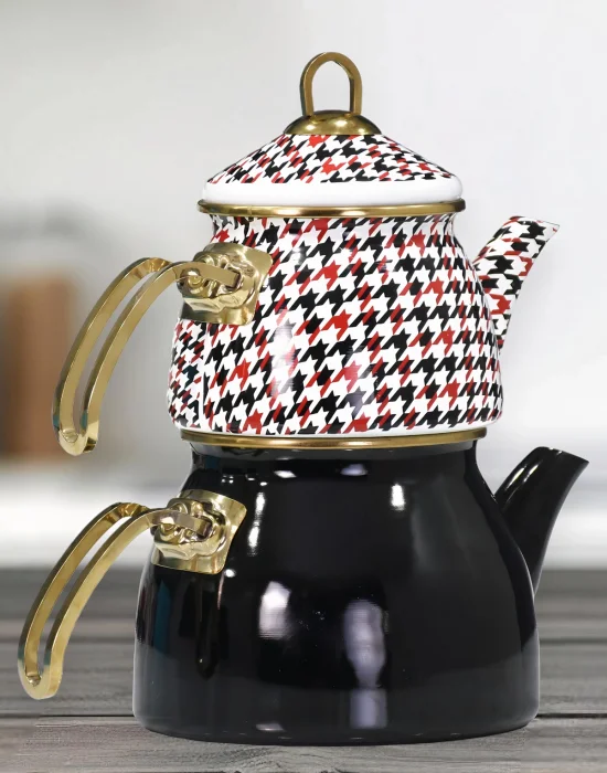 PR Home Forte Black Gold Model Emaye Çaydanlık