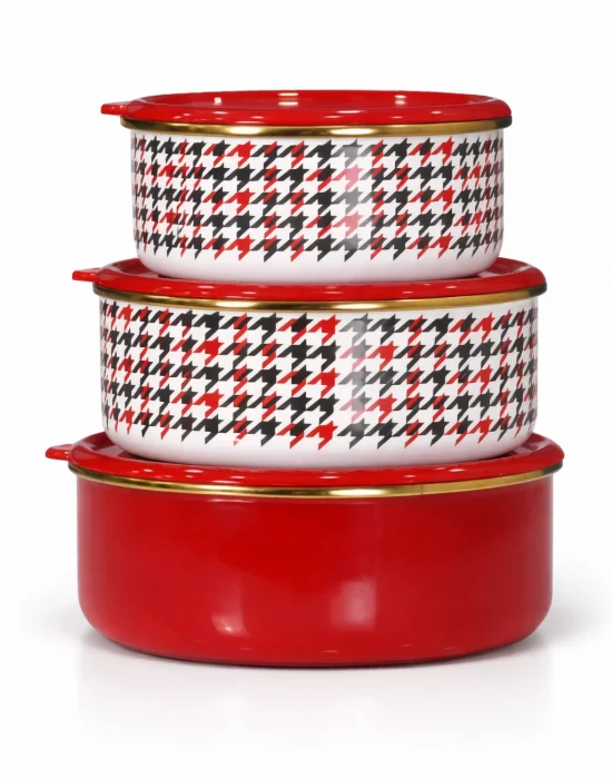 PR Home Forte Red Emaye Üçlü Saklama Seti