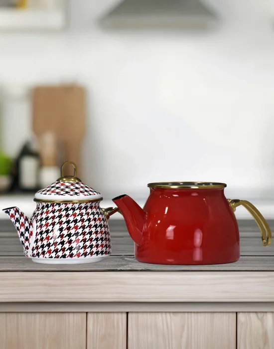 PR Home Forte Red Gold Model Emaye Çaydanlık