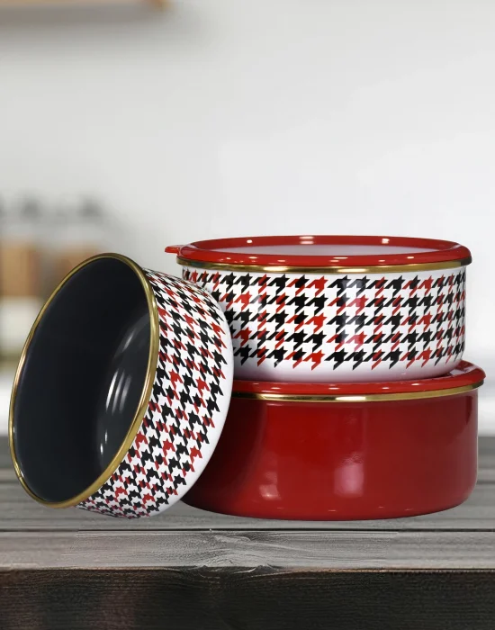 PR Home Forte Red Emaye Üçlü Saklama Seti