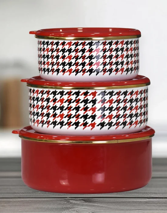 PR Home Forte Red Emaye Üçlü Saklama Seti