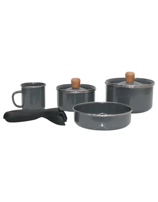 PR Home Gray Emaye Kamp Seti 7 Parça