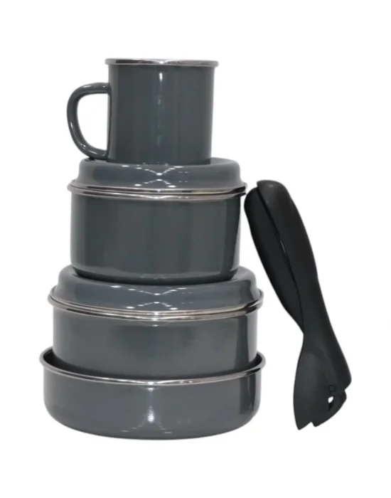 PR Home Gray Emaye Kamp Seti 7 Parça