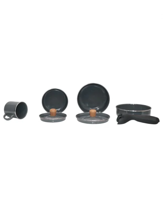 PR Home Gray Emaye Kamp Seti 7 Parça