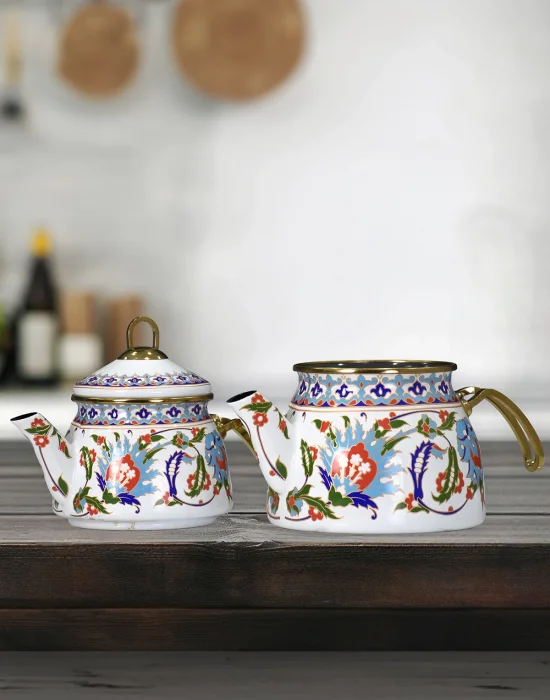 PR Home Hanzade Gold Model Emaye Çaydanlık