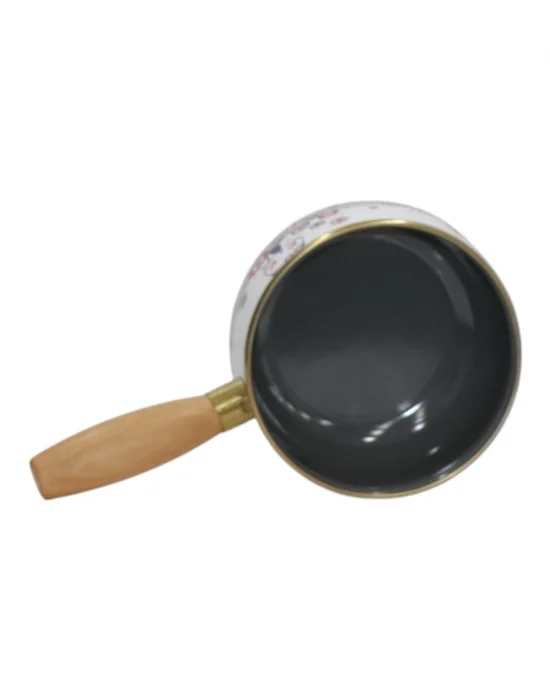 PR Home Kitty Emaye Ahşap Saplı Haşlama ve Sos Tavası 14 cm Bombeli