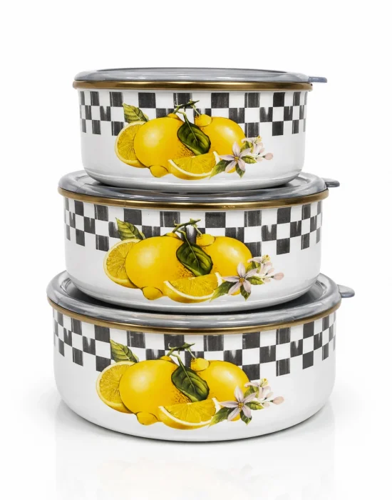 PR Home Lemon Emaye Üçlü Saklama Seti