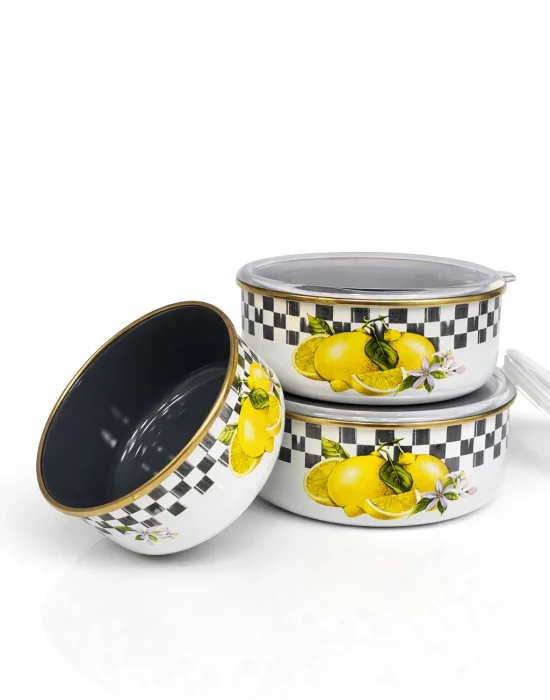 PR Home Lemon Emaye Üçlü Saklama Seti