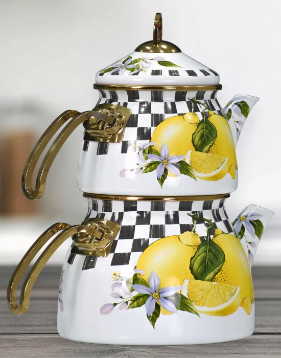 PR Home Lemon Gold Model Emaye Çaydanlık