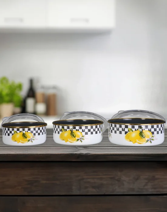 PR Home Lemon Emaye Üçlü Saklama Seti