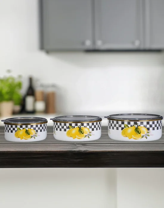 PR Home Lemon Emaye Üçlü Saklama Seti