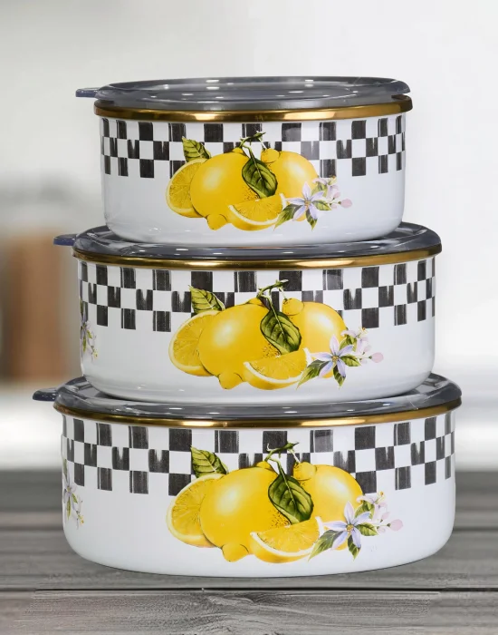 PR Home Lemon Emaye Üçlü Saklama Seti