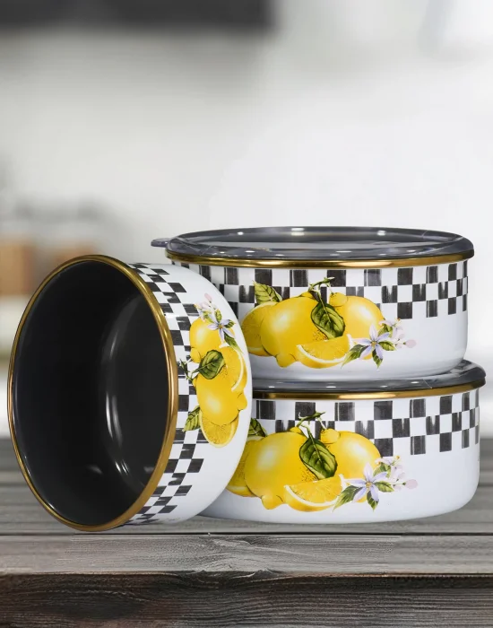 PR Home Lemon Emaye Üçlü Saklama Seti