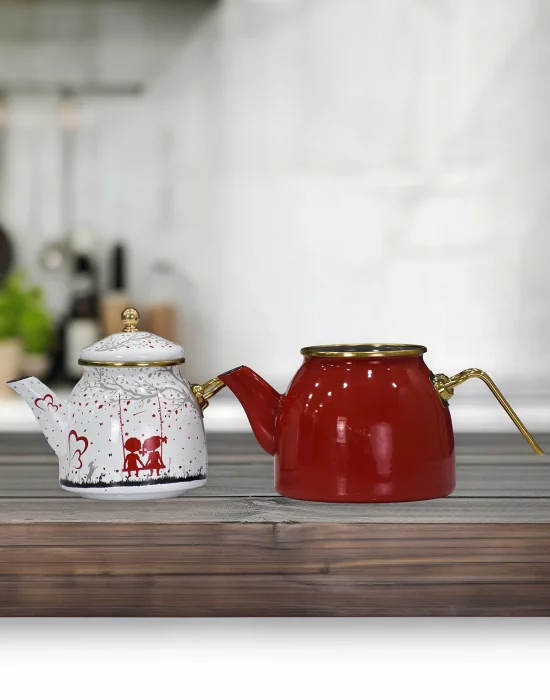 PR Home Love Rose Model Emaye Çaydanlık