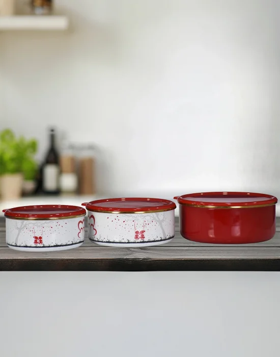 PR Home Love Emaye Üçlü Saklama Seti