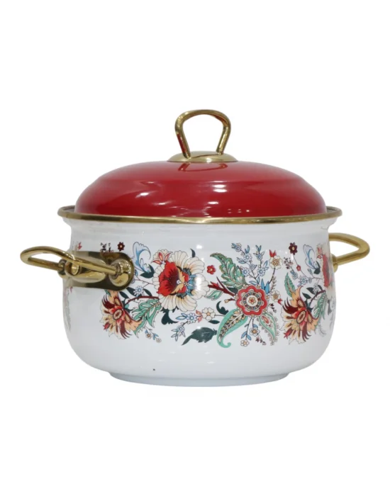 PR Home Magnolia Derin Bombeli Emaye Tencere 18 cm