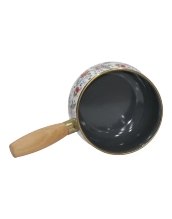 PR Home Magnolia Emaye Ahşap Saplı Haşlama ve Sos Tavası 14 cm Bombeli