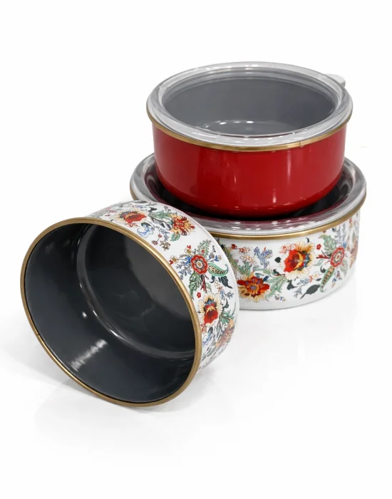 PR Home Magnolia Emaye Üçlü Saklama Seti