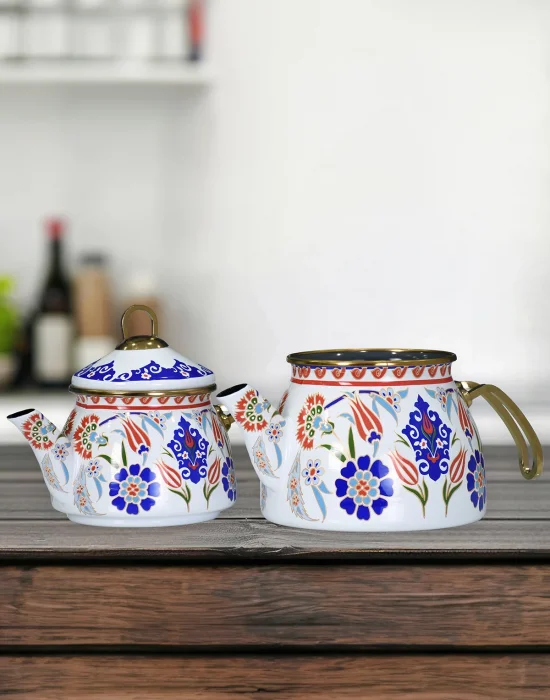 PR Home Neslişah Gold Model Emaye Çaydanlık