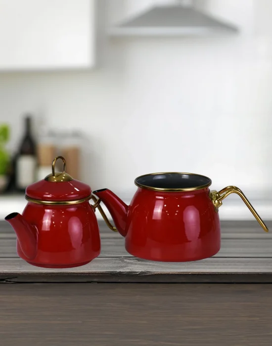 PR Home Red Mini Model Emaye Çaydanlık