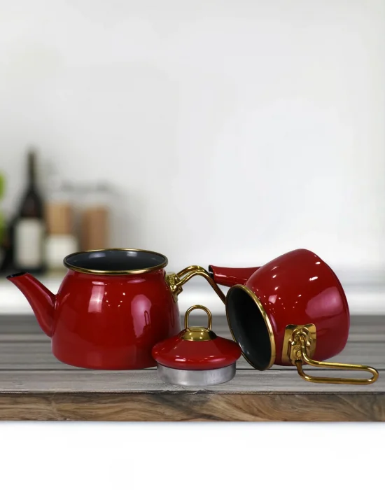 PR Home Red Mini Model Emaye Çaydanlık