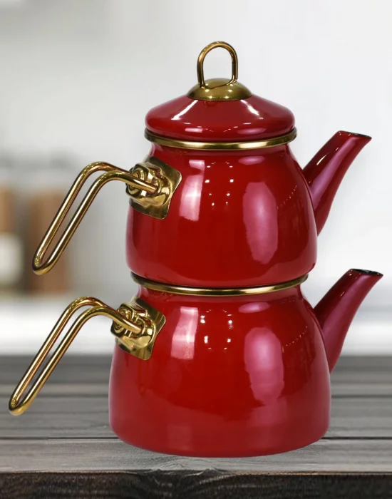 PR Home Red Mini Model Emaye Çaydanlık