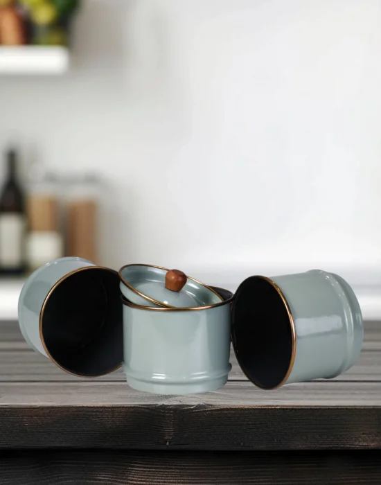 PR Home Soft Green Emaye Katlı Baharatlık Seti