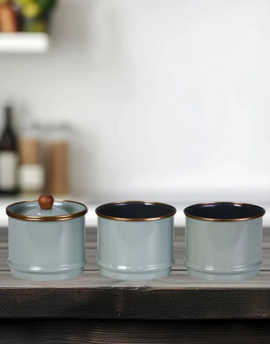 PR Home Soft Green Emaye Katlı Baharatlık Seti