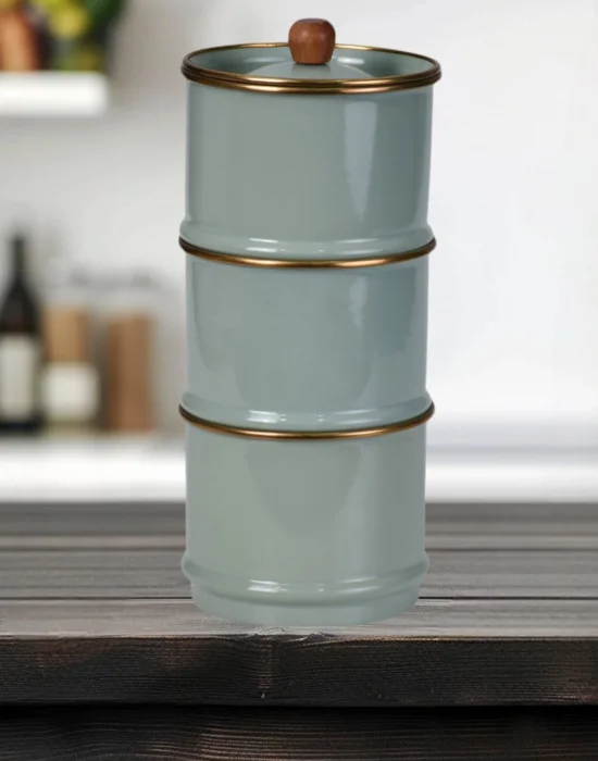 PR Home Soft Green Emaye Katlı Baharatlık Seti