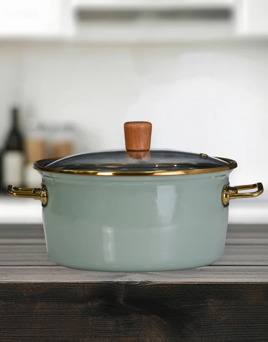 PR Home Soft Green Emaye Kızartma Tenceresi 22 cm